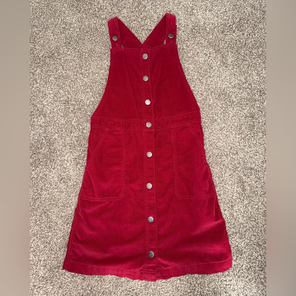 Red button up dress